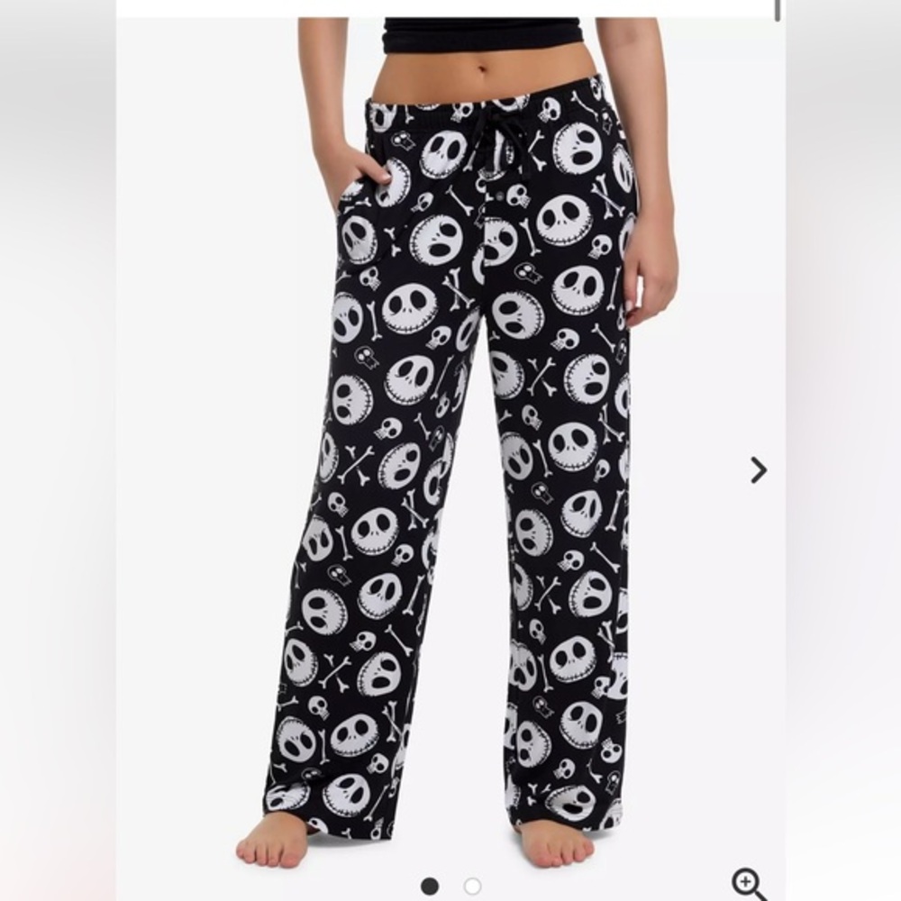 Disney The Night Mare Before Christmas Jack Bones Pants Black White